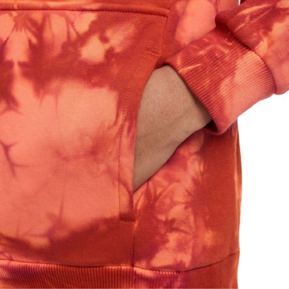 NWT Nike Club Fleece Tie Dye Hoodie Wild Mango/Dragon Red/Vintage Coral - Picture 3 of 6
